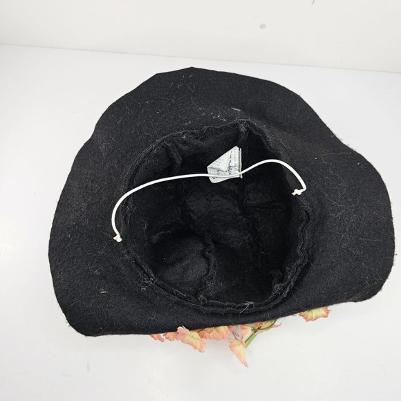 Vintage Build A Bear Felt Hat Black Orange Ribbon Flowers - Picture 5 of 6